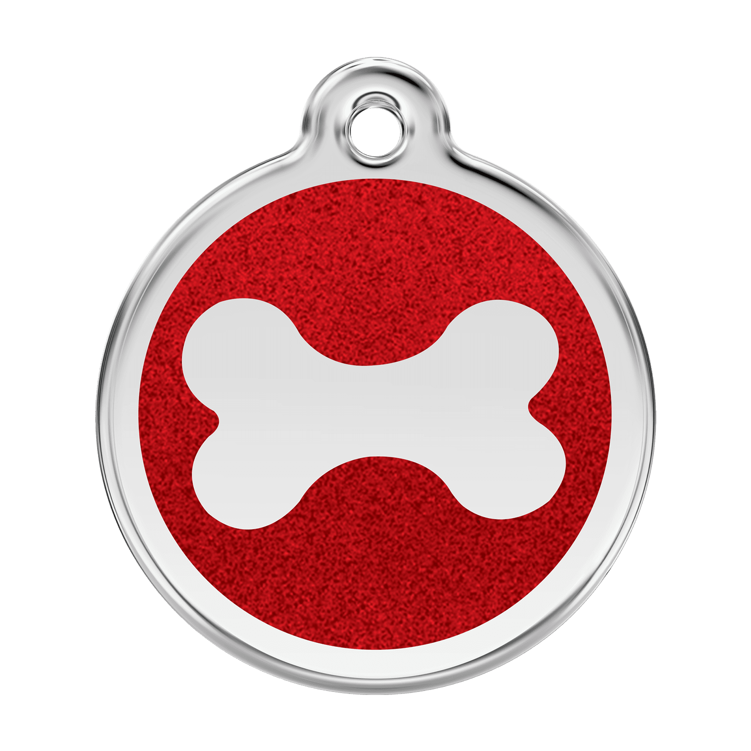 Vue avant - Médaille personnalisable émail pailleté rouge pour chien - Red Dingo 0X-BN-RE-LG