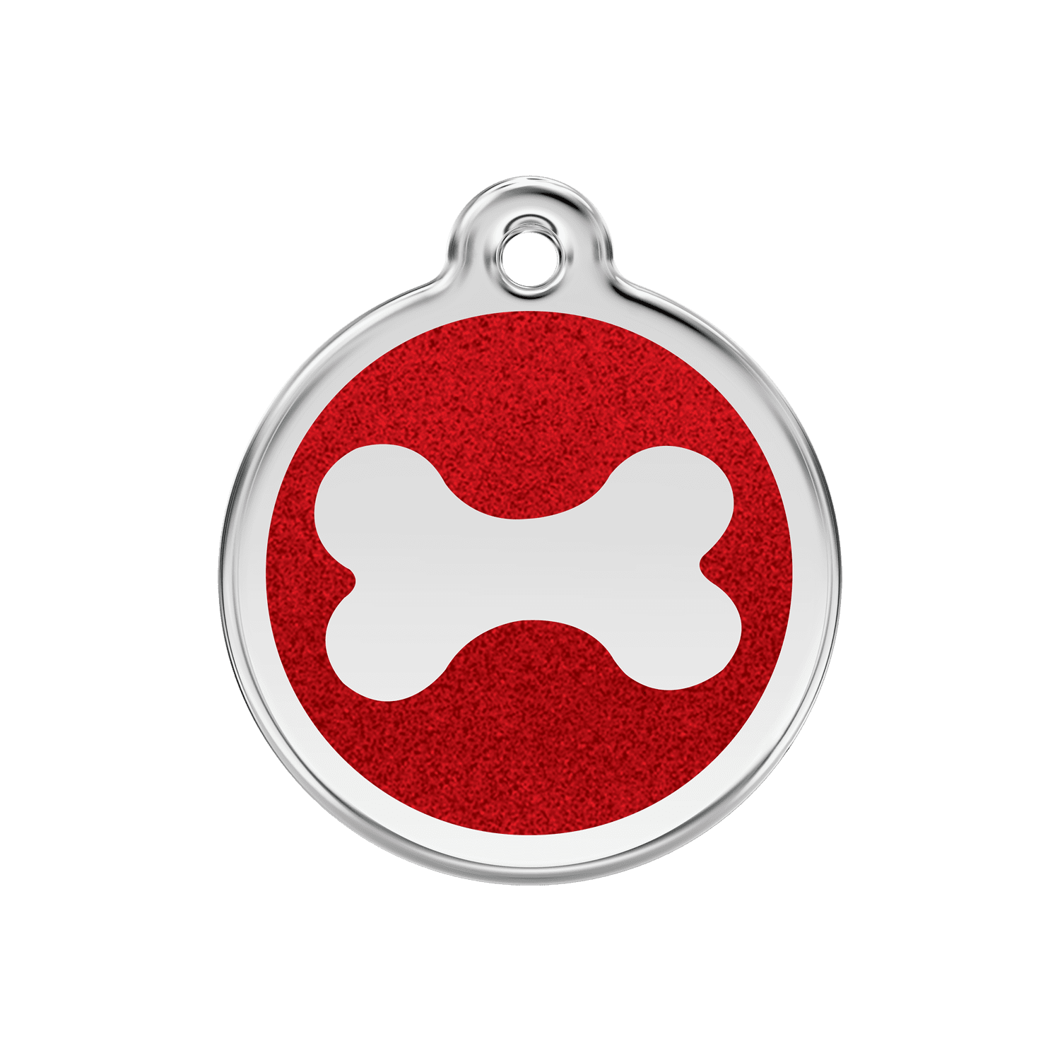 Vue avant - Médaille personnalisée pour chien Red Dingo Émail Pailleté Os Rouge - Größe M