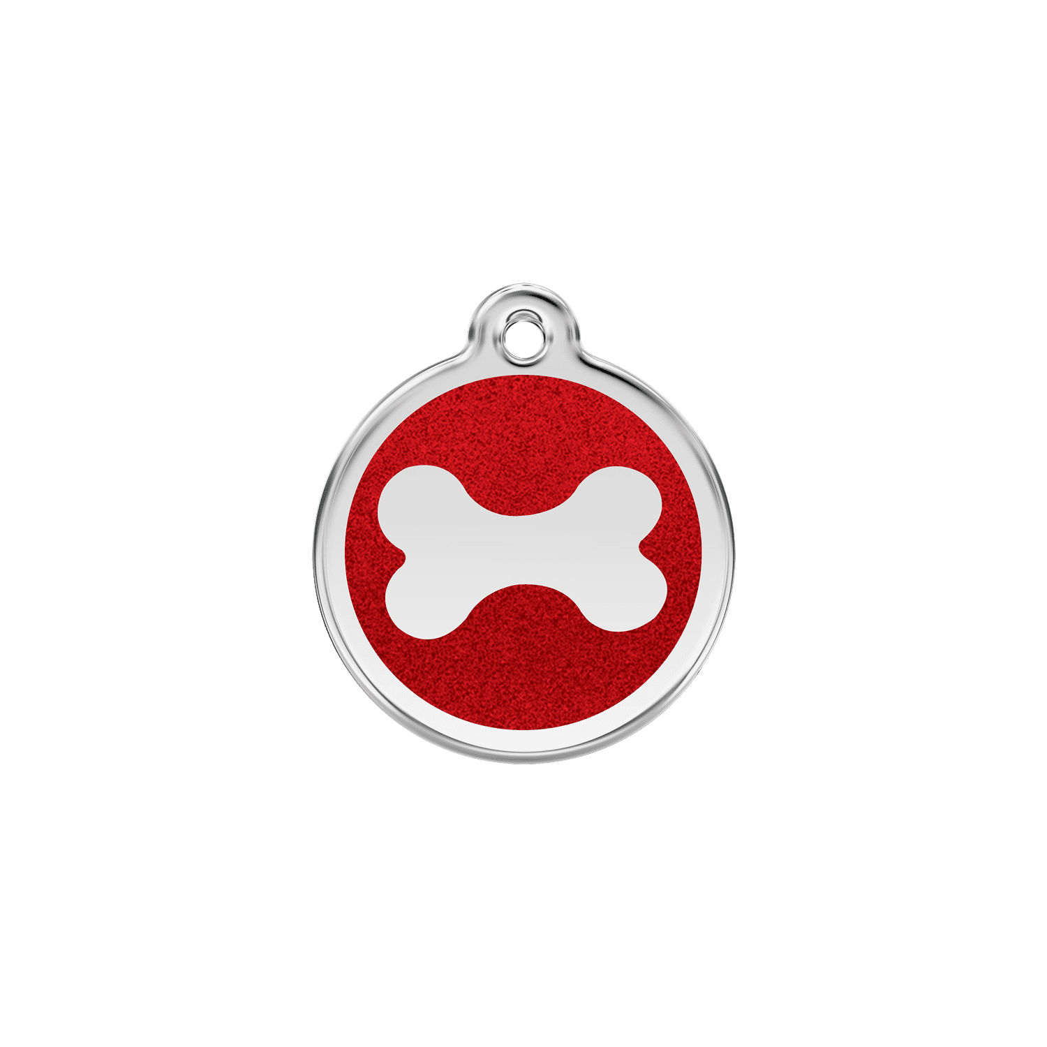 Vue avant - Médaille personnalisable Red Dingo Émail pailleté Os scintillant - Rouge - Größe S