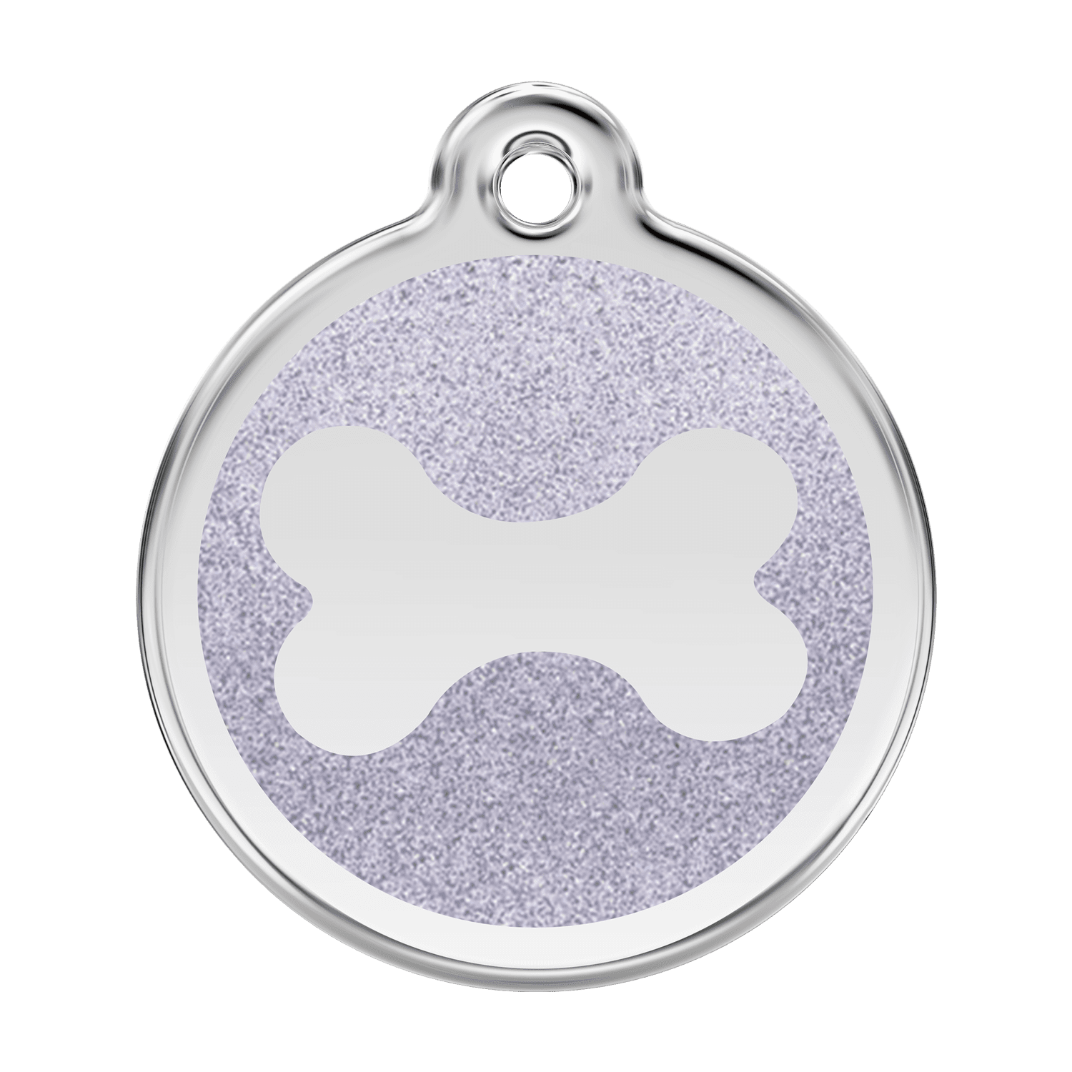 Vue avant - Médaille personnalisable Red Dingo Émail pailleté Os scintillant - Argent - Größe L