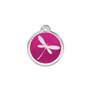 Katzenmarke Libelle Glitzer Emaille Rosa S