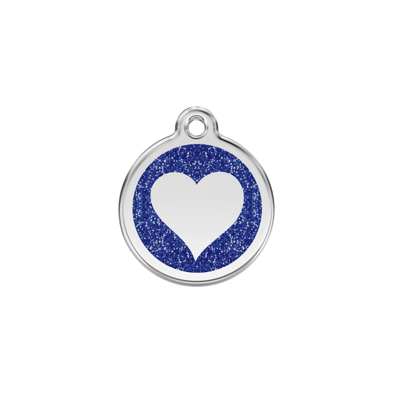 Vue avant - Médaille personnalisée pour chien/chat Red Dingo Émail pailleté cœur scintillant - Bleu foncé - Größe S