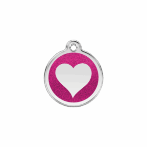 Katzenmarke Herz mit glitzerndem pinkfarbenem Emaille S
