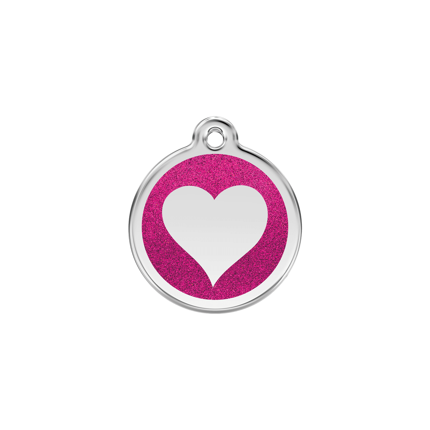 Vue avant - Médaille personnalisée pour chien/chat Red Dingo Émail pailleté rose vif - Größe S - Coeur scintillant