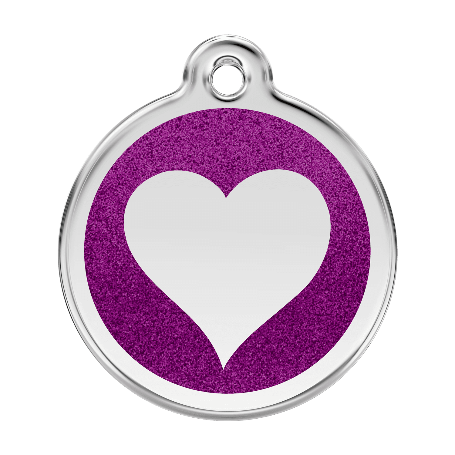 Vue avant - Médaille personnalisée pour chien Red Dingo - Coeur scintillant violet - Größe L