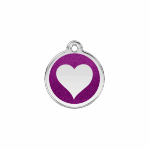 Katzenmarke Herz mit violettem Glitzer-Emaille S