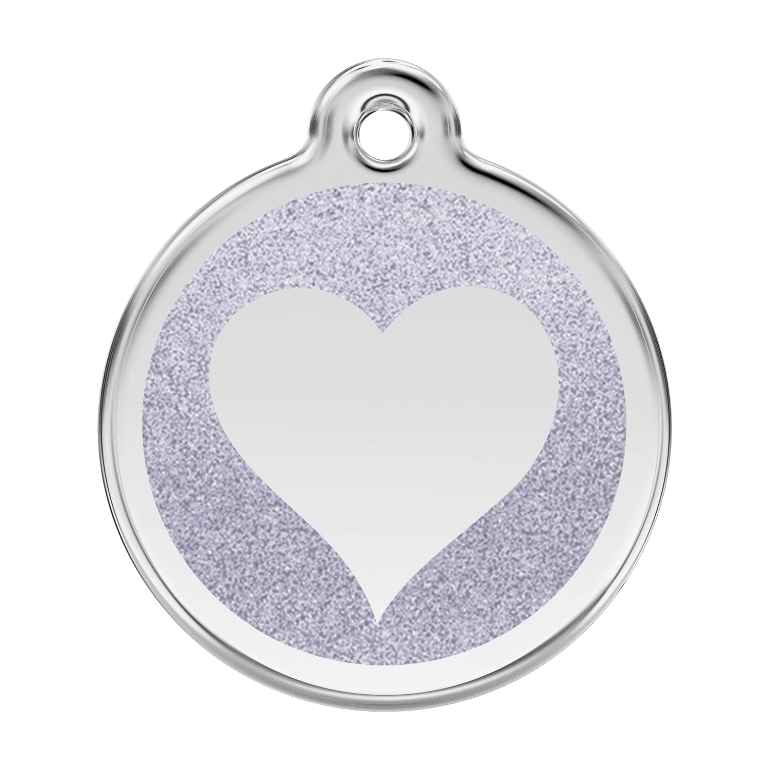 Vue avant - Médaille personnalisable Red Dingo Émail pailleté argent - Cœur scintillant - Größe L