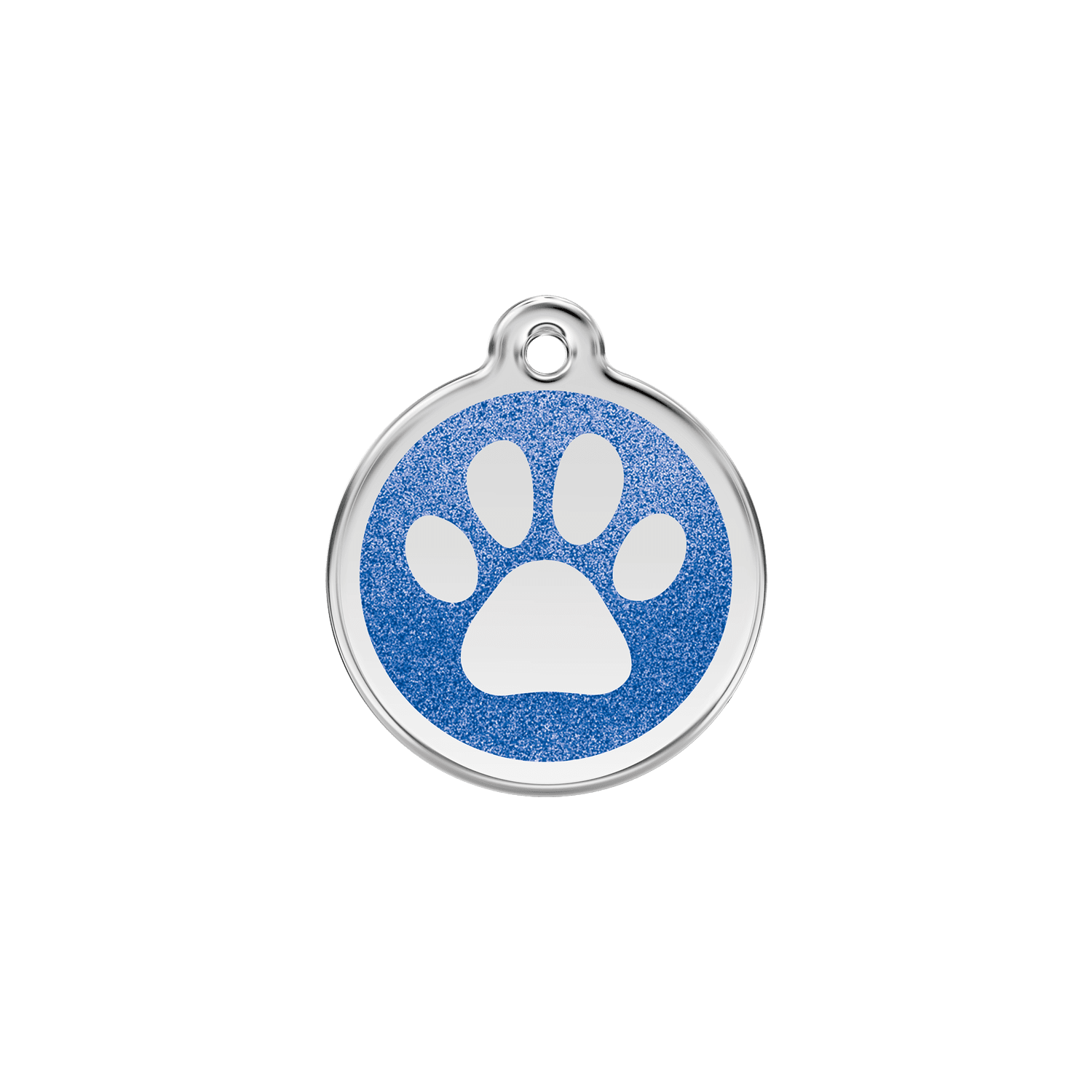 Vue avant - Médaille personnalisable Red Dingo Émail pailleté bleu foncé 20mm - Pour chien/chat - Réf : 0X-PP-DB-SM