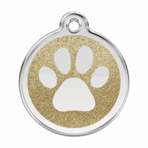 Hundemarke L Gold mit Glitzer-Pfotenabdruck