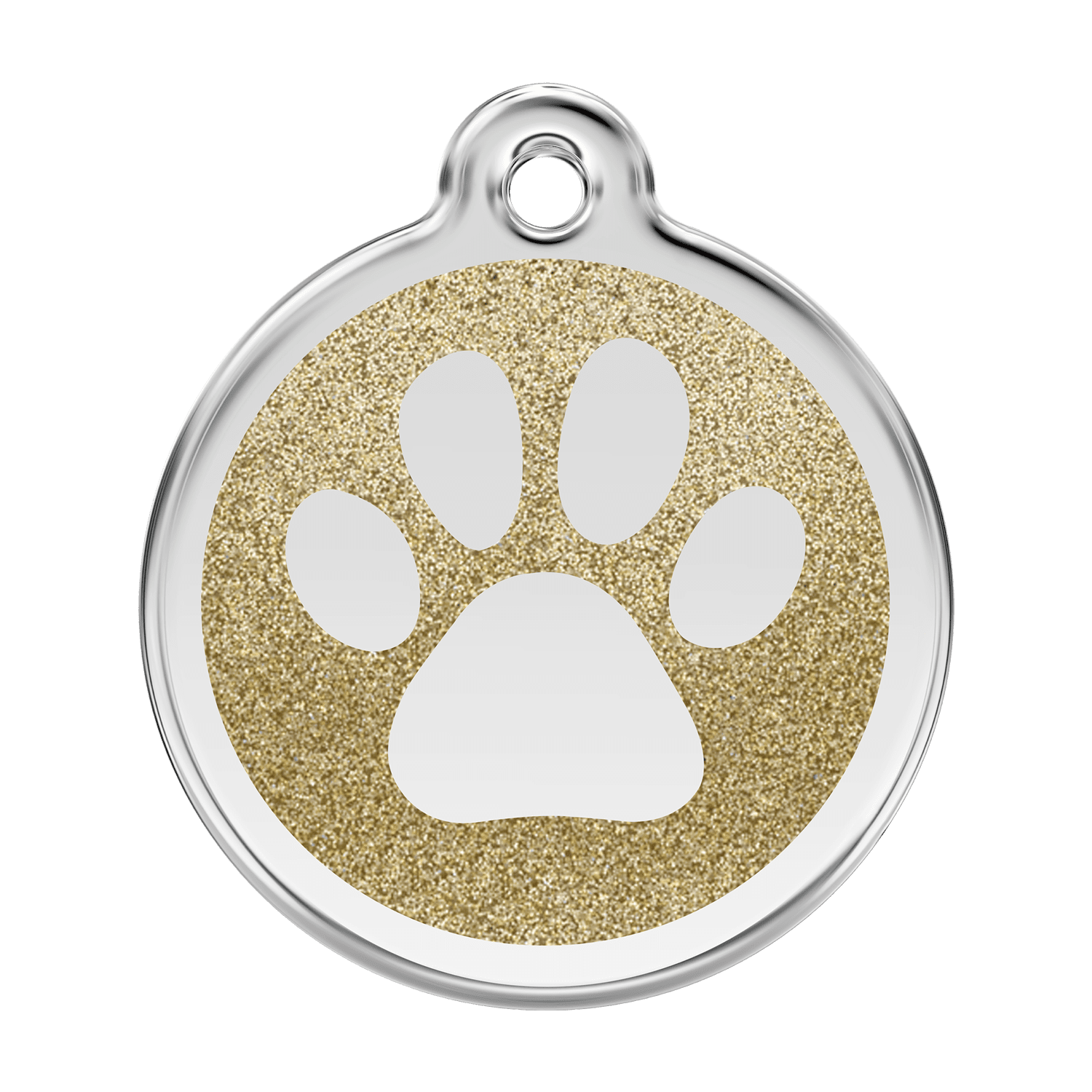 Vue avant - Médaille personnalisée Red Dingo Émail pailleté Or - Empreinte de patte - Größe L