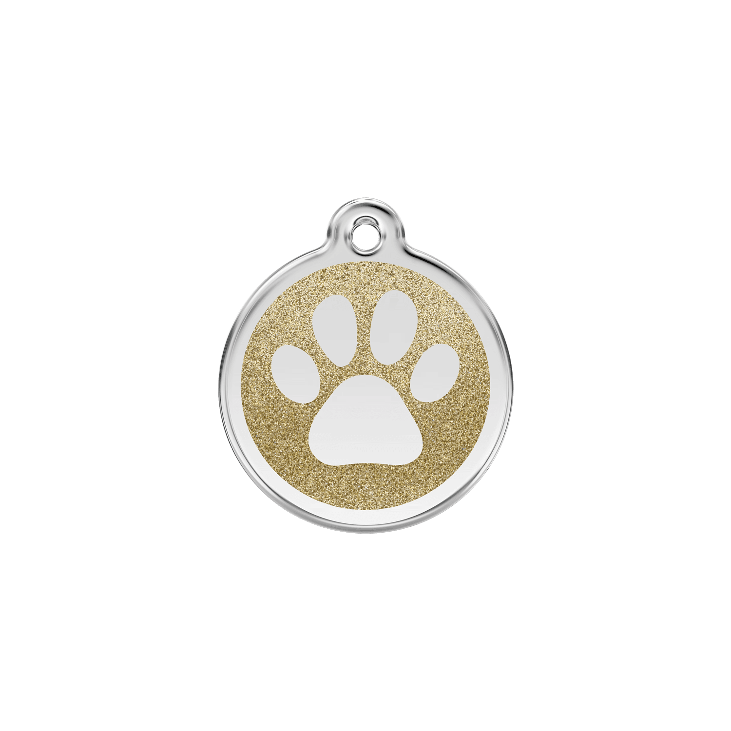 Vue avant - Médaille personnalisée pour chien/chat Red Dingo Émail pailleté Or - Empreinte de patte - Größe S