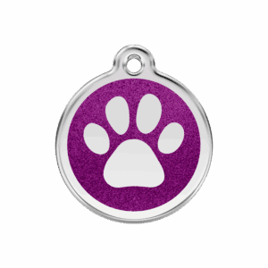 Hundemarke M Glitzer-Pfotenabdruck in Violett