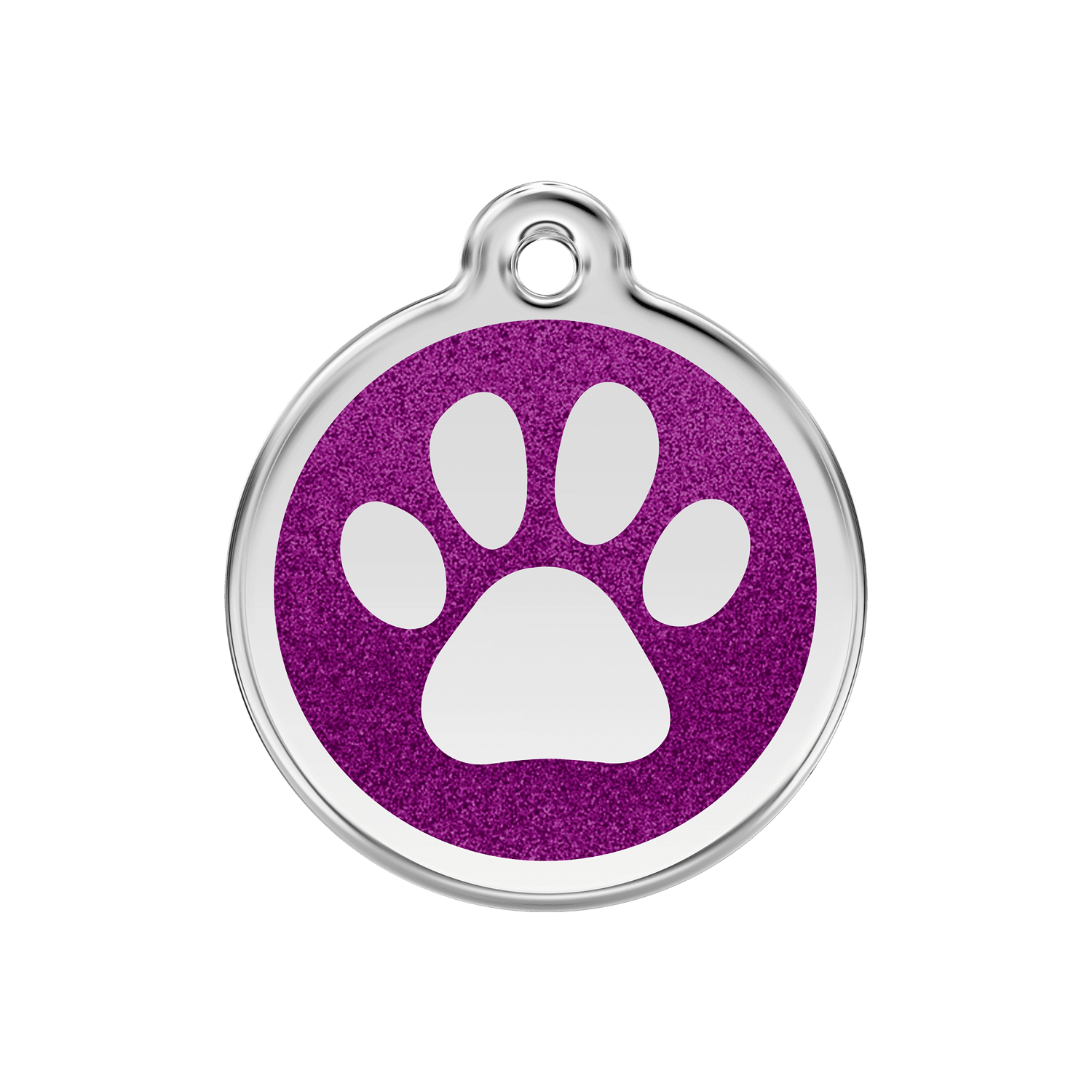 Vue avant - Médaille personnalisable Red Dingo Émail pailleté violet 30mm pour chien ou chat