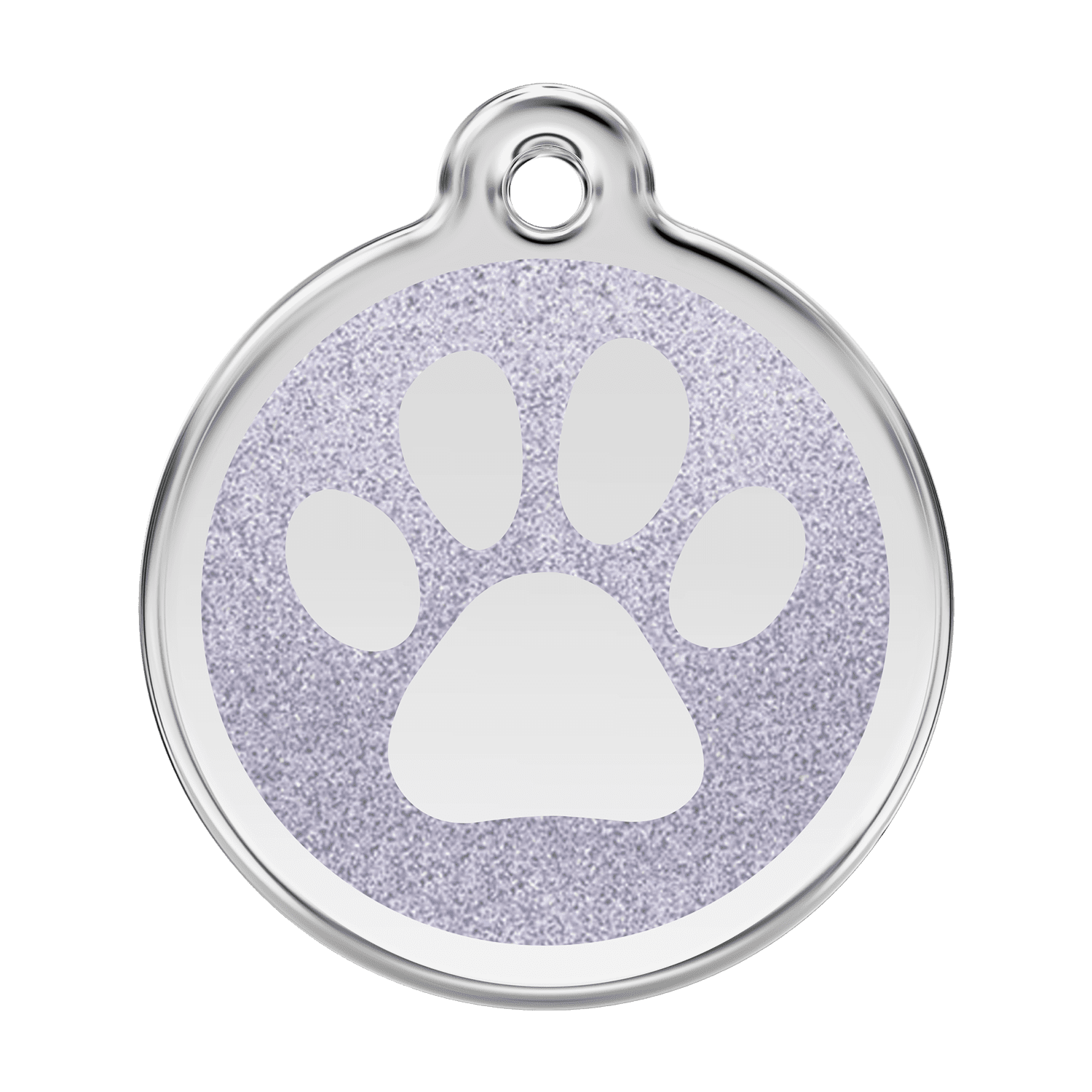 Vue avant - Médaille personnalisable pour chien Red Dingo Émail pailleté et acier inoxydable - Empreinte de patte scintillante - Größe L