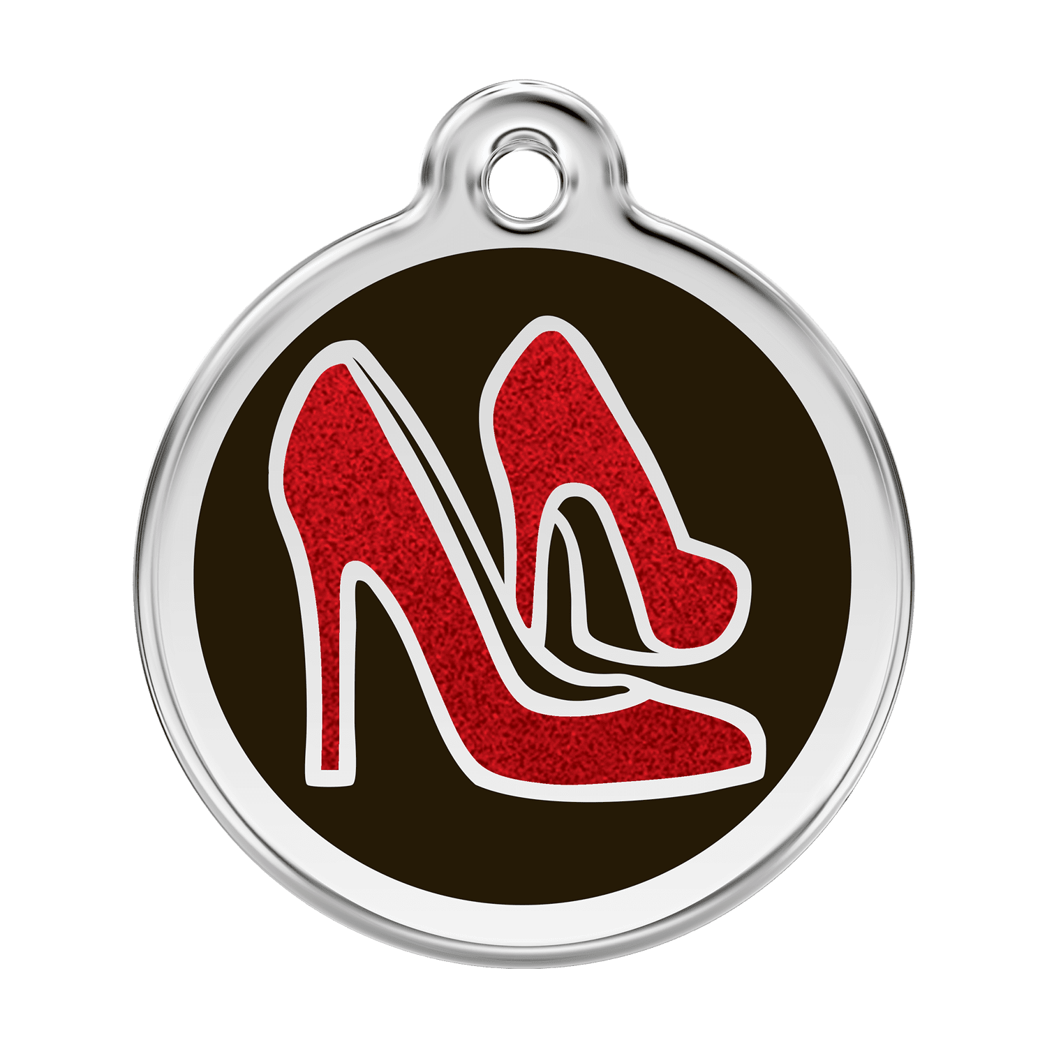 Vue avant - Médaille personnalisée pour chien Red Dingo Émail pailleté Chaussure rouge - Größe L
