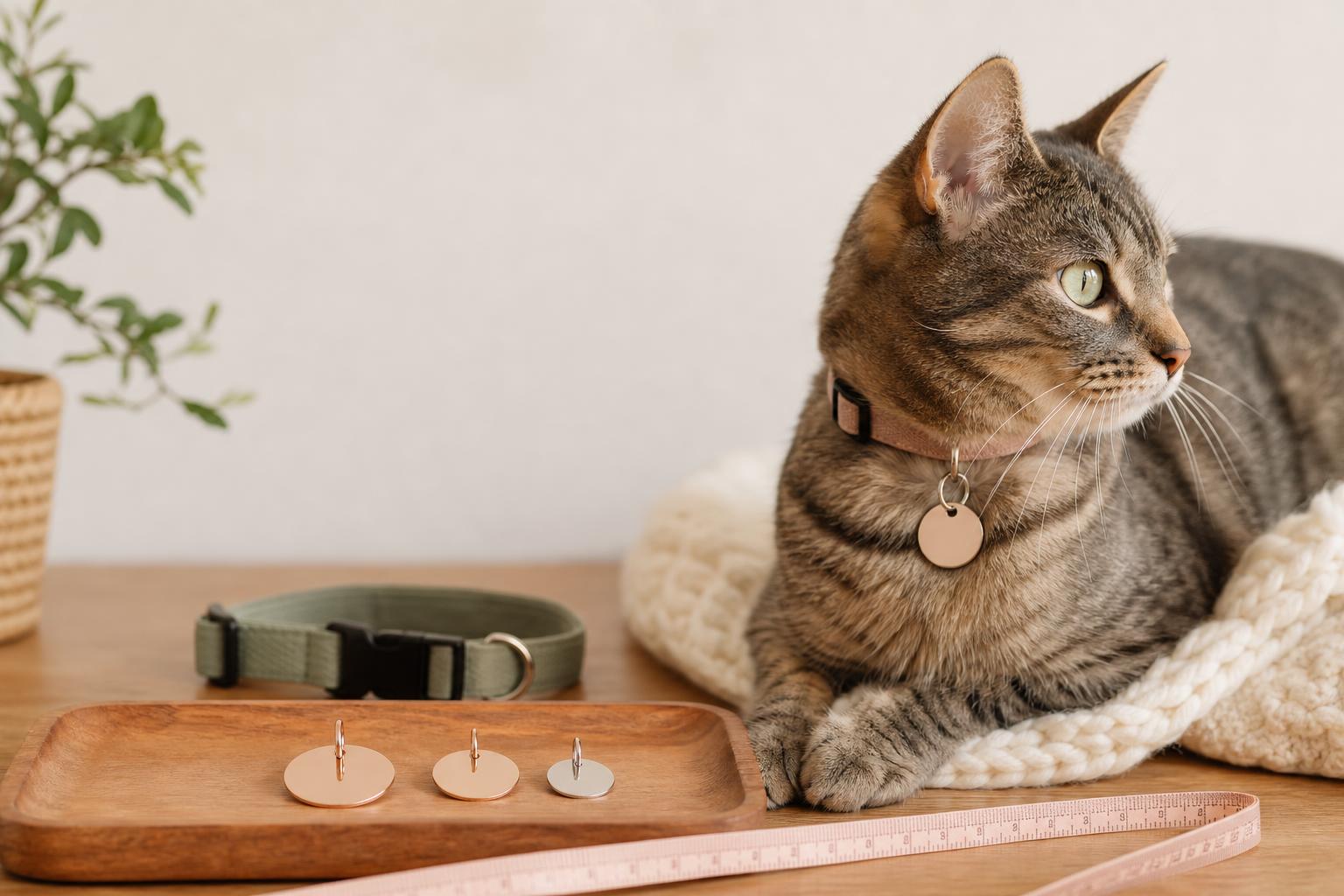 Chien et chat avec médaille d’identification pour illustrer Guide des Tailles pour les Colliers et Médailles pour Animaux